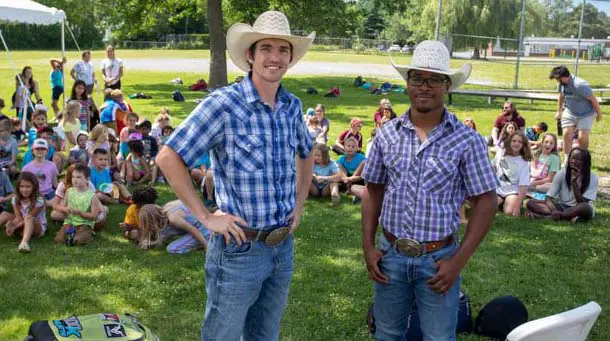 Jones and Hall share cowboy values with summer campers before Bangor Classic 