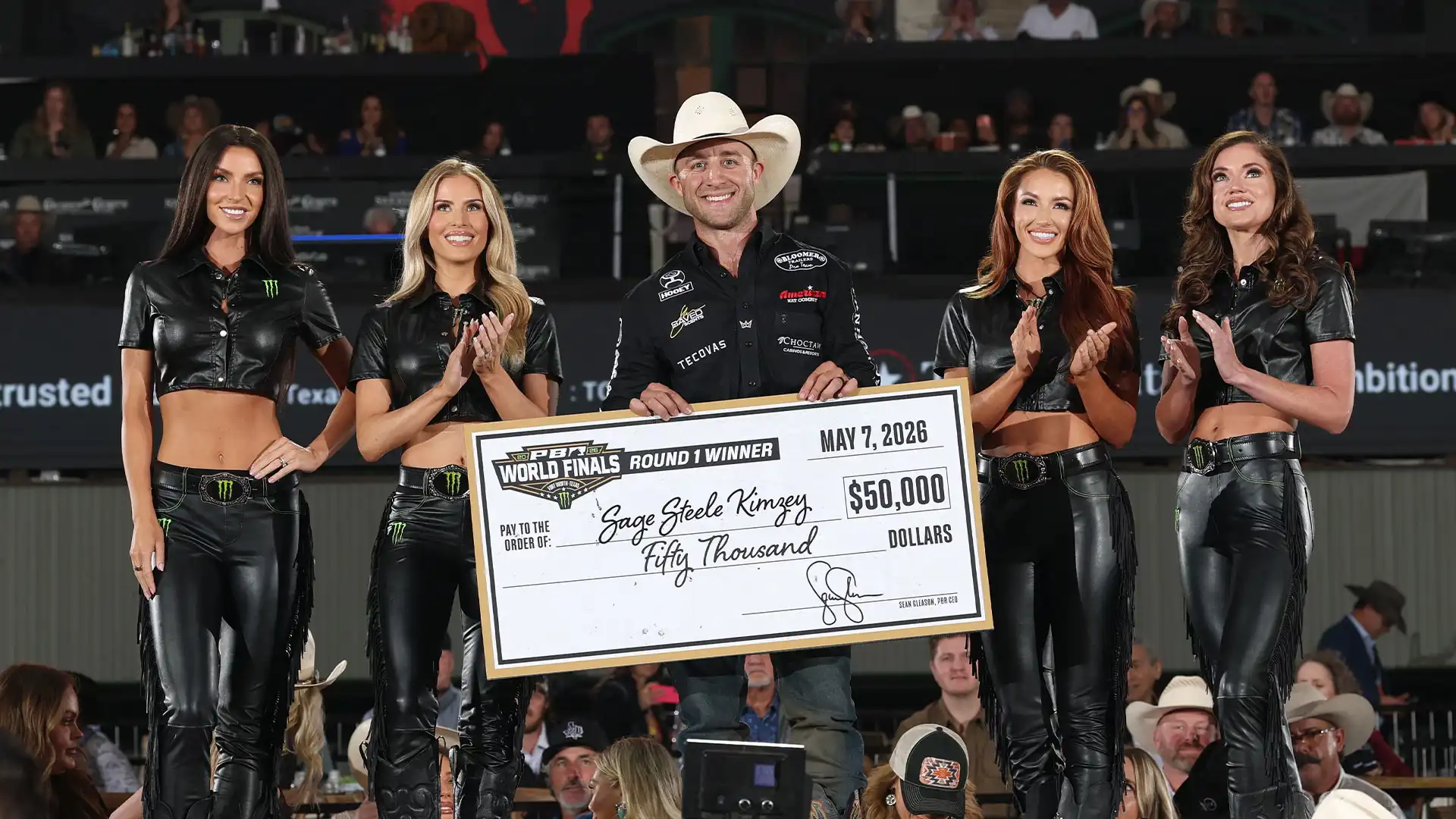 No. 3 Sage Steele Kimzey wins Round 1 of 2026 PBR World Finals: Unleash The Beast at Cowtown Coliseum with monster 90-point strike to gain ground in World Title race